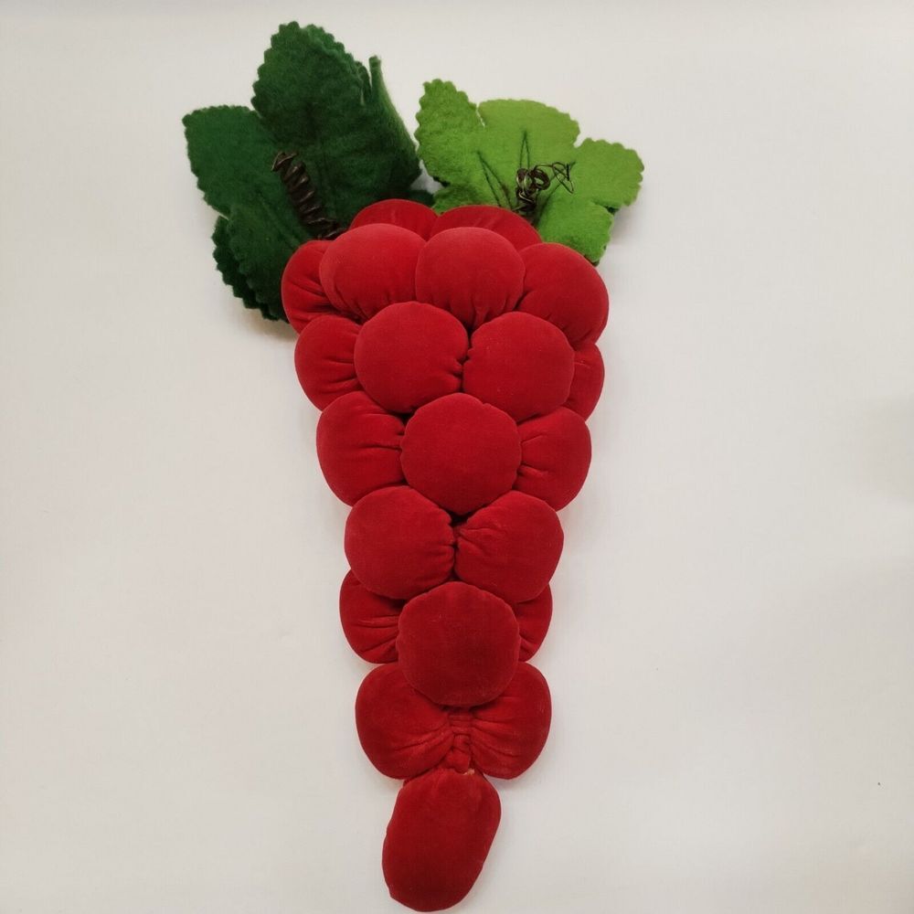 Vintage Velvet Set Of 4 Grapes on Vine Plush‎ Home Decor 9 Inches Grandmacore - Picture 4 of 13